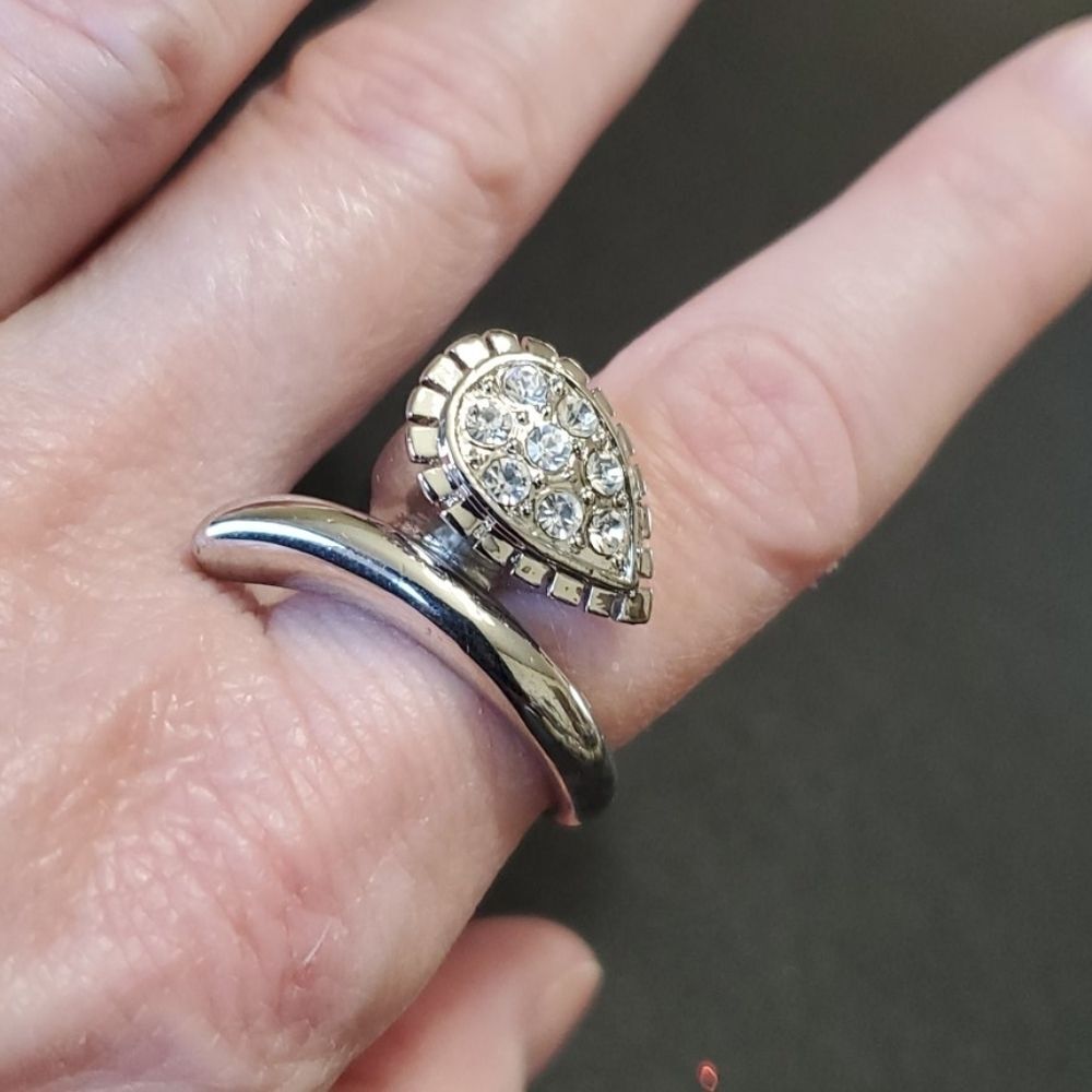 Silver tone abstract wrap ring Almost an 8